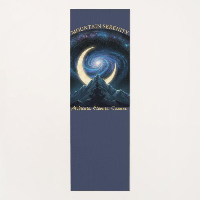 Mountain Serenity Cosmic Meditation, Crescent Moon Yoga Mat (Front)