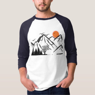 Mountain Silhouette with Flying Birds T-Shirt
