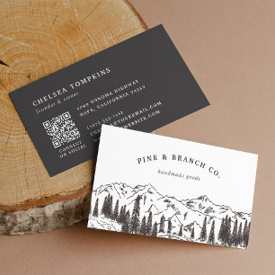 Mountain Sketch Logo QR Code Business Card