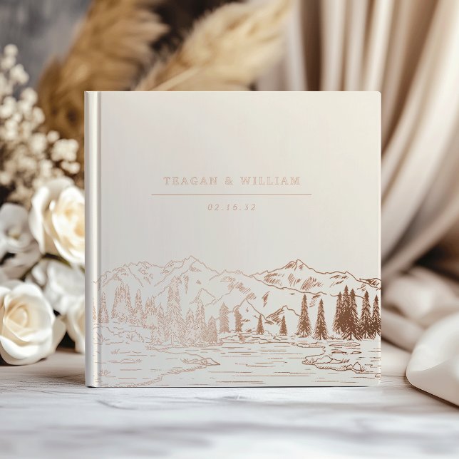 Mountain Sketch | Rustic Woodland Wedding Guest Book (Creator Uploaded)