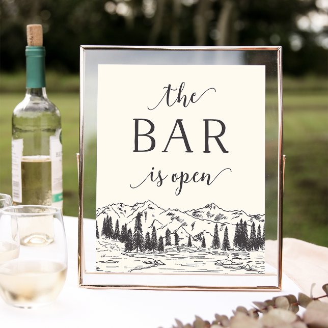 Mountain Sketch Wedding Bar Sign (Creator Uploaded)