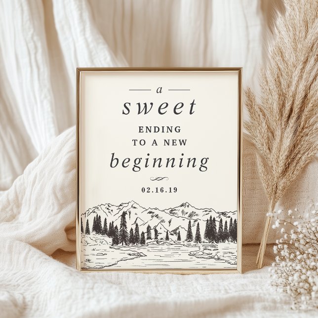 Mountain Sketch Wedding Dessert Table Sign (Creator Uploaded)