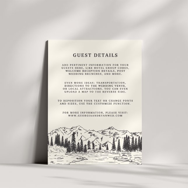 Mountain Sketch Wedding Guest Details Card (Creator Uploaded)