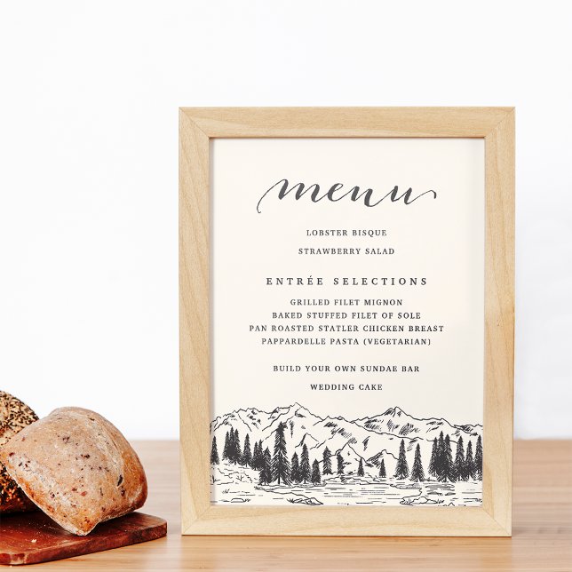 Mountain Sketch Wedding Menu Sign (Creator Uploaded)