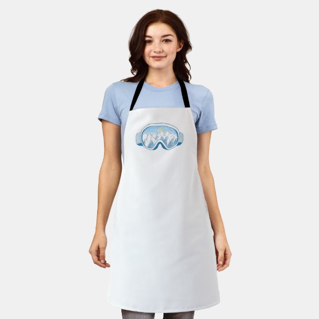 Mountain Ski Goggles Cooking Hobby   Apron (Worn)