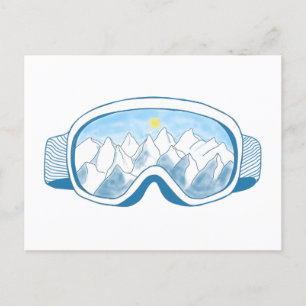 Mountain Ski Goggles Holiday Postcard