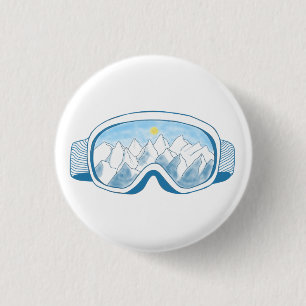 Mountain Ski Goggles Illustration   3 Cm Round Badge