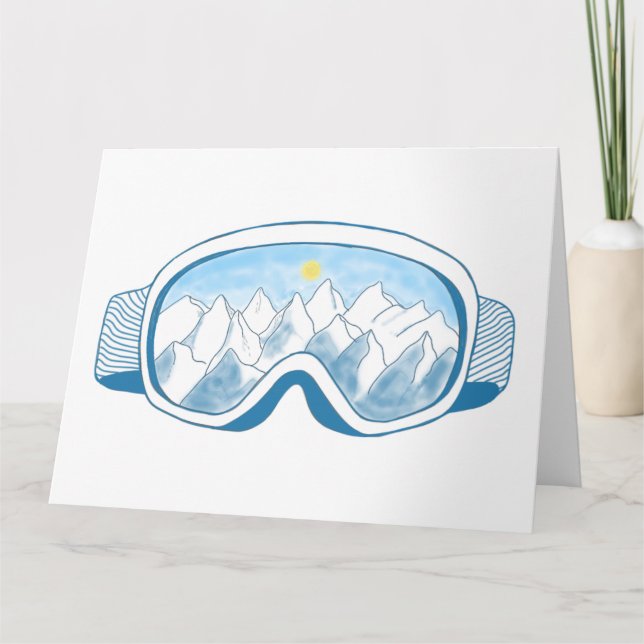 Mountain Ski Goggles Illustration  Card (Front)
