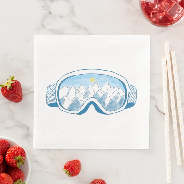 Mountain Ski Goggles Illustration  Napkin (Insitu)