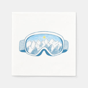 Mountain Ski Goggles Illustration Napkin