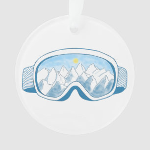 Mountain Ski Goggles Illustration Ornament