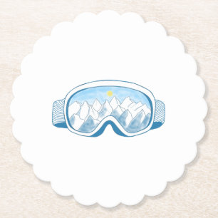 Mountain Ski Goggles Illustration Paper Coaster