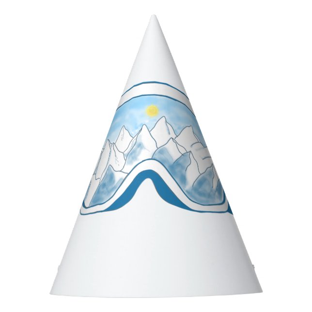 Mountain Ski Goggles Illustration  Party Hat (Front)