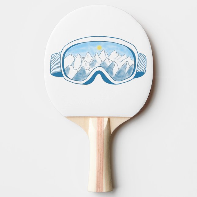 Mountain Ski Goggles Illustration  Ping Pong Paddle (Front)