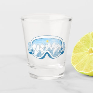 Mountain Ski Goggles Illustration Shot Glass