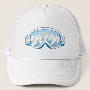 Mountain Ski Goggles Illustration Trucker Hat