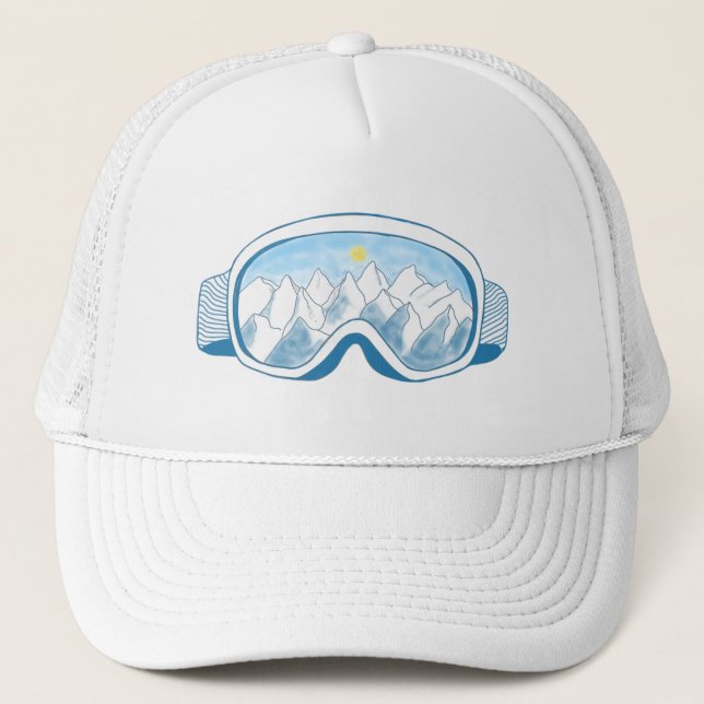 Mountain Ski Goggles Illustration  Trucker Hat (Front)