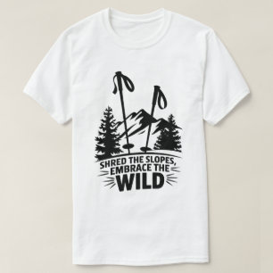 Mountain Ski Poles Winter Wilderness Graphic T-Shirt