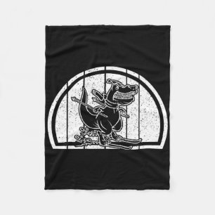 Mountain Skiing Dinosaur Skier Dino Ski Skiing Din Fleece Blanket