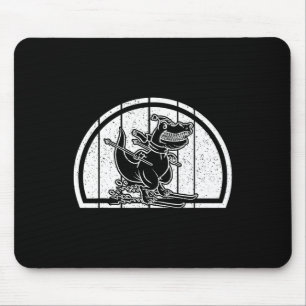 Mountain Skiing Dinosaur Skier Dino Ski Skiing Din Mouse Pad