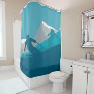 Mountain Skiing Sport Shower Curtain