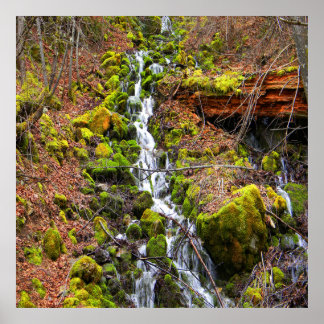 Mountain spring waterfall..... poster