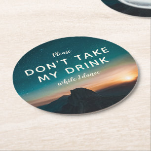 Mountain Starry Night Sky Sunset Wedding Dancing Round Paper Coaster