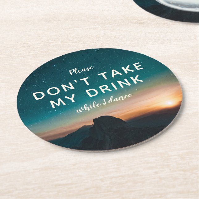 Mountain Starry Night Sky Sunset Wedding Dancing Round Paper Coaster (Angled)