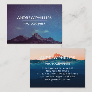 Mountain Starry Silhouette Sunrise Custom Business Business Card