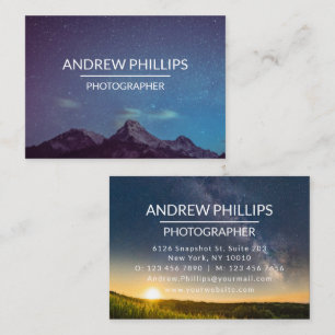 Mountain Starry Silhouette Sunrise Custom Business Card