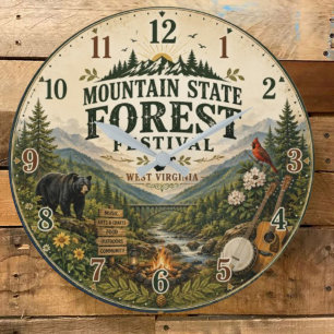 Mountain State Forest Festival West Virginia Large Clock