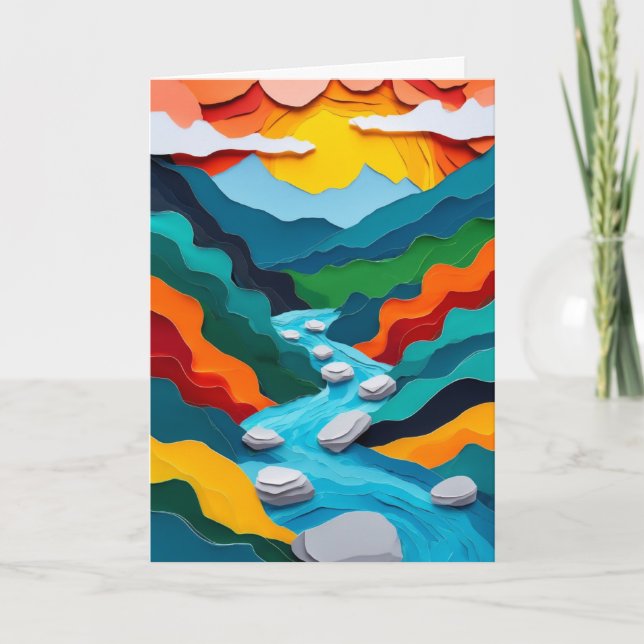 Mountain Stream Cut-Paper Journey Card (Front)