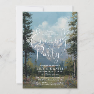 Mountain String Lights Wedding Evening Party Invitation