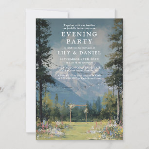 Mountain String Lights Wedding Evening Party Invitation