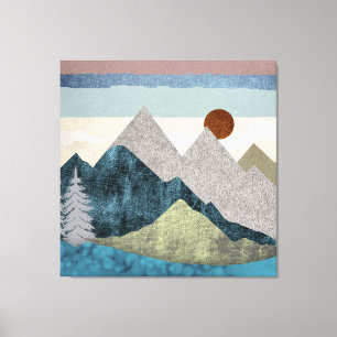 Mountain Striped Sky Canvas Print