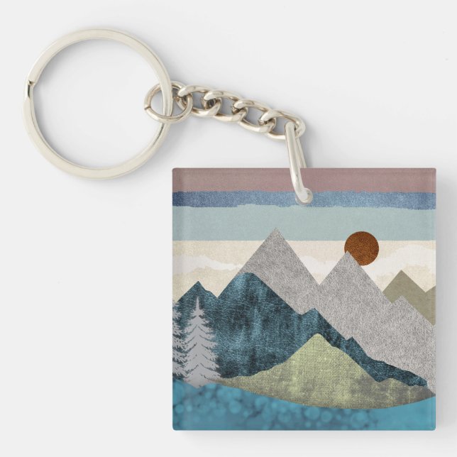 Mountain Striped Sky Key Ring (Front)
