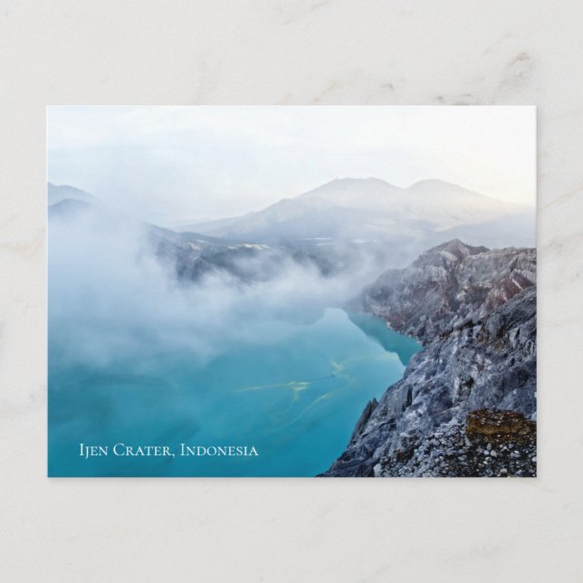 Mountain Sulphur Crater Blue Pond Fog Mist  Postcard (Front)