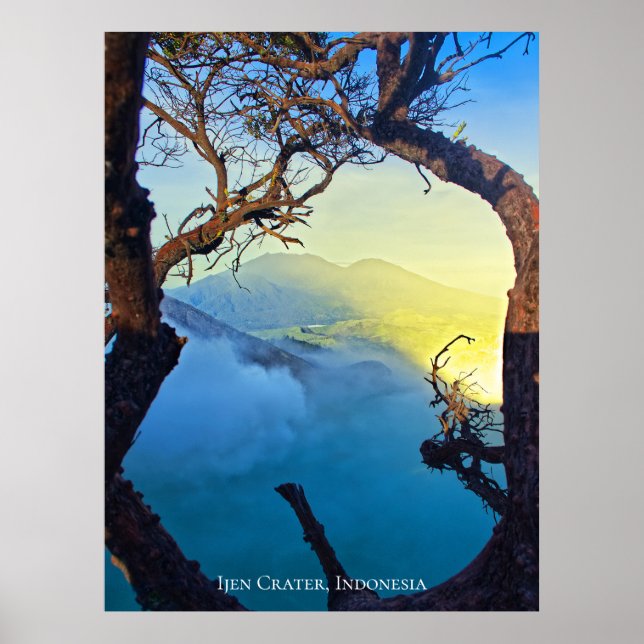 Mountain Sulphur Crater Blue Pond Frame Poster (Front)
