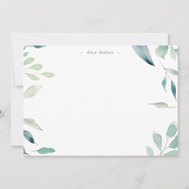 mountain summer floral monogram Stationery Card (Front)