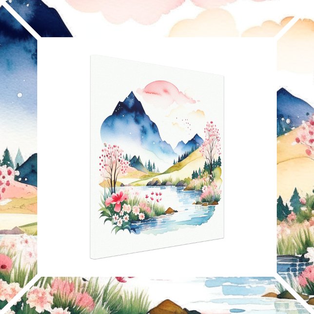Mountain Summer Watercolor Canvas Print (Creator Uploaded)