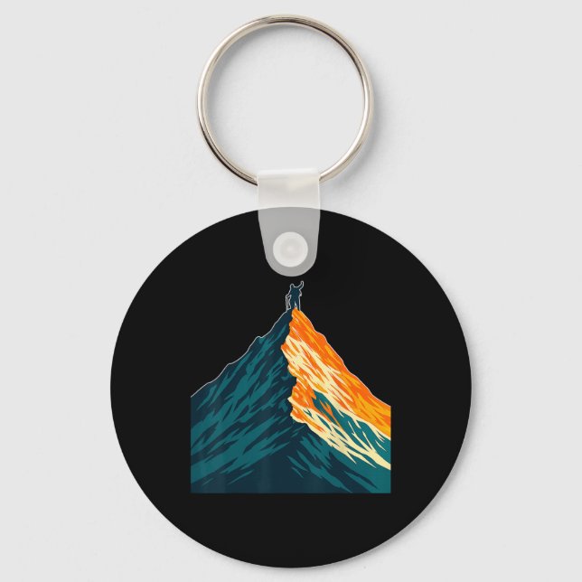 Mountain Summit Climbing Adventure Silhouette  Key Ring (Front)