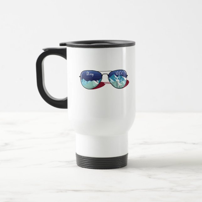 Mountain sun glasses travel mug (Left)