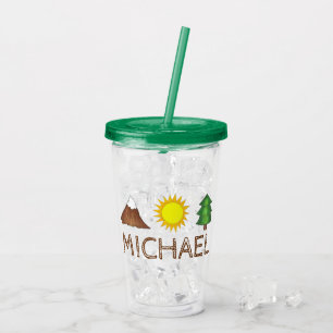 Mountain Sun Tree Camping Hiking Outdoors Woods Acrylic Tumbler
