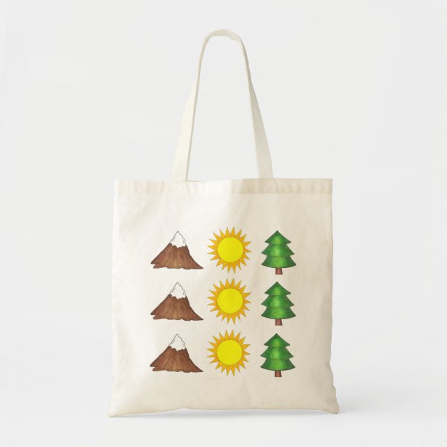 Mountain Sun Trees Woods Camping Climbing Tote Bag (Front)