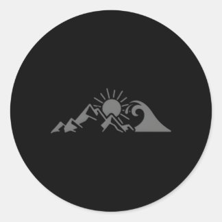 Mountain Sun Wave Nature Hiking Surf Surfer Hiker  Classic Round Sticker