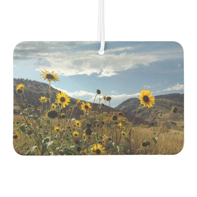 Mountain Sunflowers Beautiful Outdoors Photo Car Air Freshener (Front)
