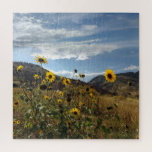 Mountain Sunflowers with Hills in the Distance Jigsaw Puzzle<br><div class="desc">This fun jigsaw puzzle features a beautiful photo of wild sunflowers with blue sky above and rolling hills in the distance. Photo taken outside of Morrison,  Colorado.</div>
