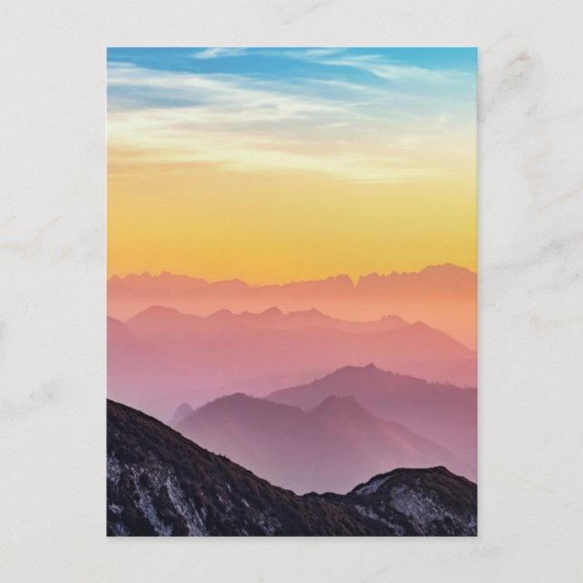 Mountain Sunrise Peaceful Colourful Inspirational Postcard (Front)