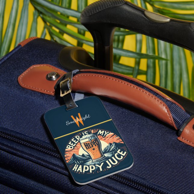 Mountain Sunset Beer Luggage Tag (Front Insitu 1)