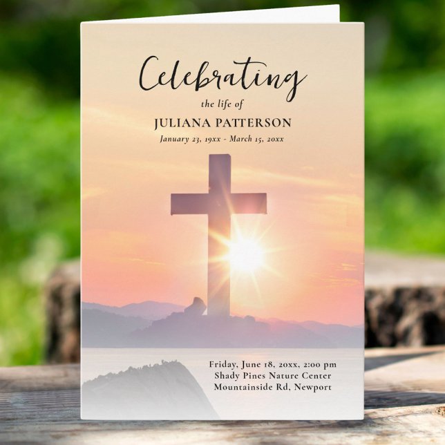 Mountain Sunset Cross Celebration of Life Funeral Programme (Creator Uploaded)